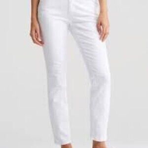Eileen Fisher 98% Organic Cotton White 5 Pocket Zip Up Jeans Size 8